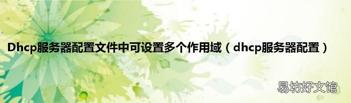 dhcp服务器配置 Dhcp服务器配置文件中可设置多个作用域