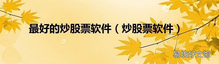 炒股票软件 最好的炒股票软件
