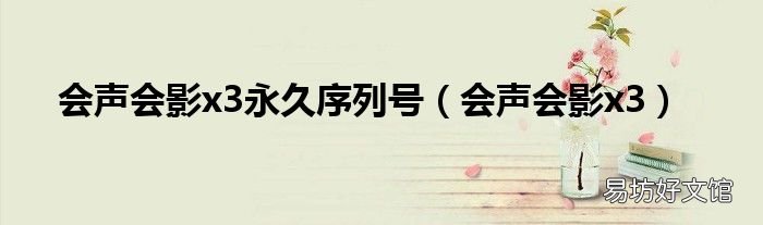 会声会影x3 会声会影x3永久序列号