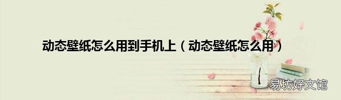 动态壁纸怎么用 动态壁纸怎么用到手机上