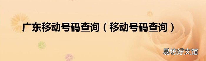 移动号码查询 广东移动号码查询