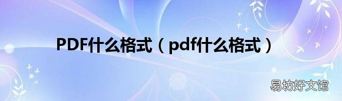 pdf什么格式 PDF什么格式