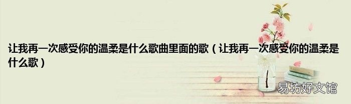 让我再一次感受你的温柔是什么歌 让我再一次感受你的温柔是什么歌曲里面的歌