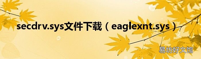 eaglexnt.sys secdrv.sys文件下载