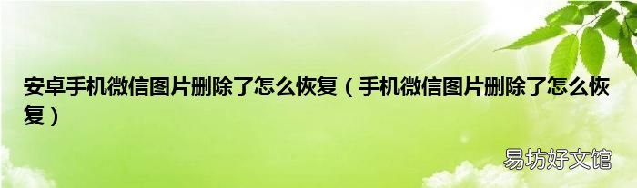 手机微信图片删除了怎么恢复 安卓手机微信图片删除了怎么恢复