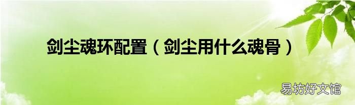 剑尘用什么魂骨 剑尘魂环配置