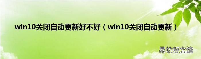 win10关闭自动更新 win10关闭自动更新好不好