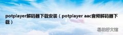 potplayer aac音频解码器下载 potplayer解码器下载安装