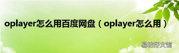 oplayer怎么用 oplayer怎么用百度网盘
