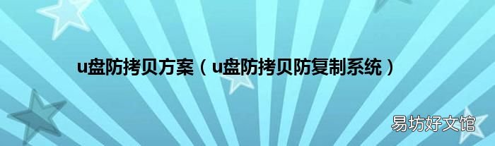 u盘防拷贝防复制系统 u盘防拷贝方案