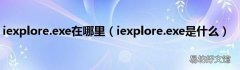 iexplore.exe是什么 iexplore.exe在哪里