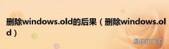 删除windows.old 删除windows.old的后果