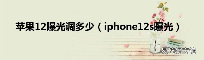 iphone12s曝光 苹果12曝光调多少