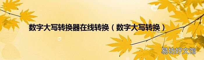 数字大写转换 数字大写转换器在线转换