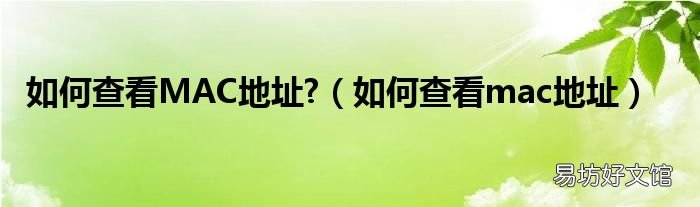 如何查看mac地址 如何查看MAC地址?