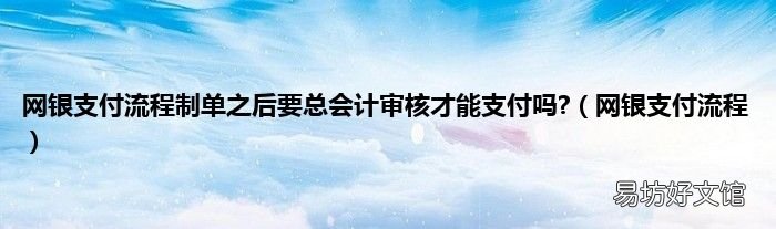 網銀支付流程 網銀支付流程制單之后要總會計審核才能支付嗎?