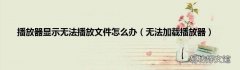 无法加载播放器 播放器显示无法播放文件怎么办