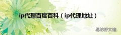 ip代理地址 ip代理百度百科