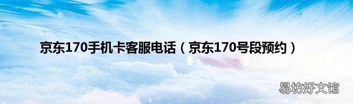 京东170号段预约 京东170手机卡客服电话