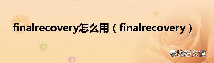 finalrecovery finalrecovery怎么用