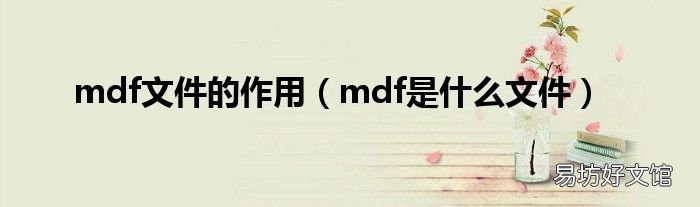 mdf是什么文件 mdf文件的作用