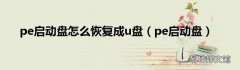 pe启动盘 pe启动盘怎么恢复成u盘