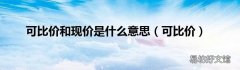 可比价 可比价和现价是什么意思