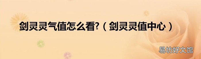 剑灵灵值中心 剑灵灵气值怎么看?