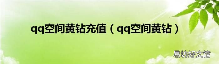 qq空间黄钻 qq空间黄钻充值