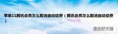 腾讯会员怎么取消自动续费 苹果11腾讯会员怎么取消自动续费