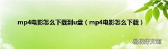 mp4电影怎么下载 mp4电影怎么下载到u盘
