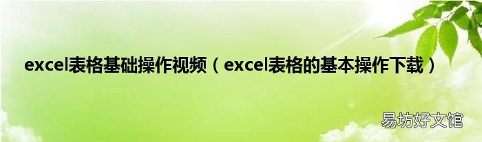excel表格的基本操作下载 excel表格基础操作视频