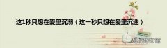 这一秒只想在爱里沉迷 这1秒只想在爱里沉溺
