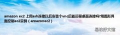 amazonec2 amazon ec2 上用ssh连接以后安装个vnc后能远程桌面连接吗?用图形界面控制ec2实例
