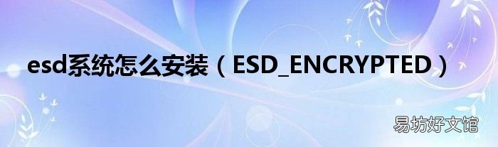 ESD_ENCRYPTED esd系统怎么安装