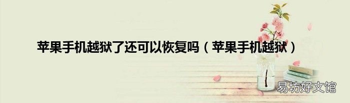 苹果手机越狱 苹果手机越狱了还可以恢复吗