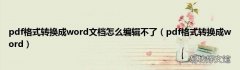 pdf格式转换成word pdf格式转换成word文档怎么编辑不了