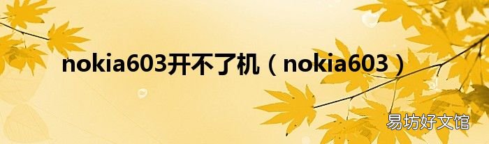 nokia603 nokia603开不了机