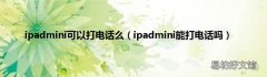 ipadmini能打电话吗 ipadmini可以打电话么