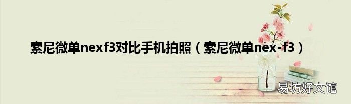 索尼微单nex-f3 索尼微单nexf3对比手机拍照