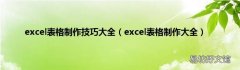 excel表格制作大全 excel表格制作技巧大全