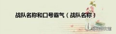 战队名称 战队名称和口号霸气