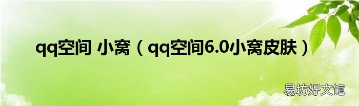 qq空间6.0小窝皮肤 qq空间 小窝