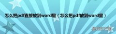 怎么把pdf放到word里 怎么把pdf直接放到word里