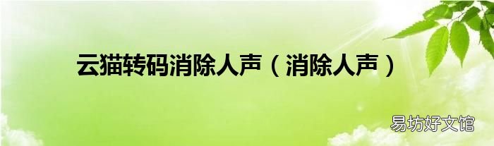 消除人声 云猫转码消除人声