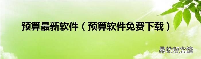 预算软件免费下载 预算最新软件