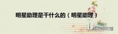 明星助理 明星助理是干什么的