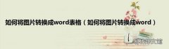 如何将图片转换成word 如何将图片转换成word表格