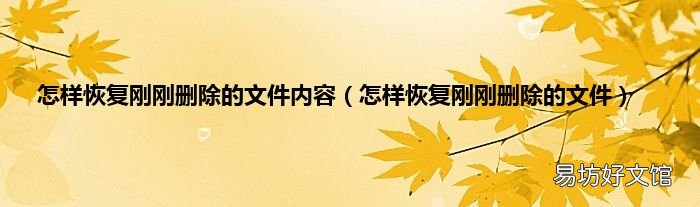 怎样恢复刚刚删除的文件 怎样恢复刚刚删除的文件内容
