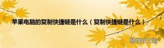复制快捷键是什么 苹果电脑的复制快捷键是什么
